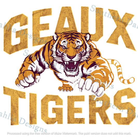 Geaux Tigers LSU football tiger sublimation dtf dtg cricut silhouette png instant digital download