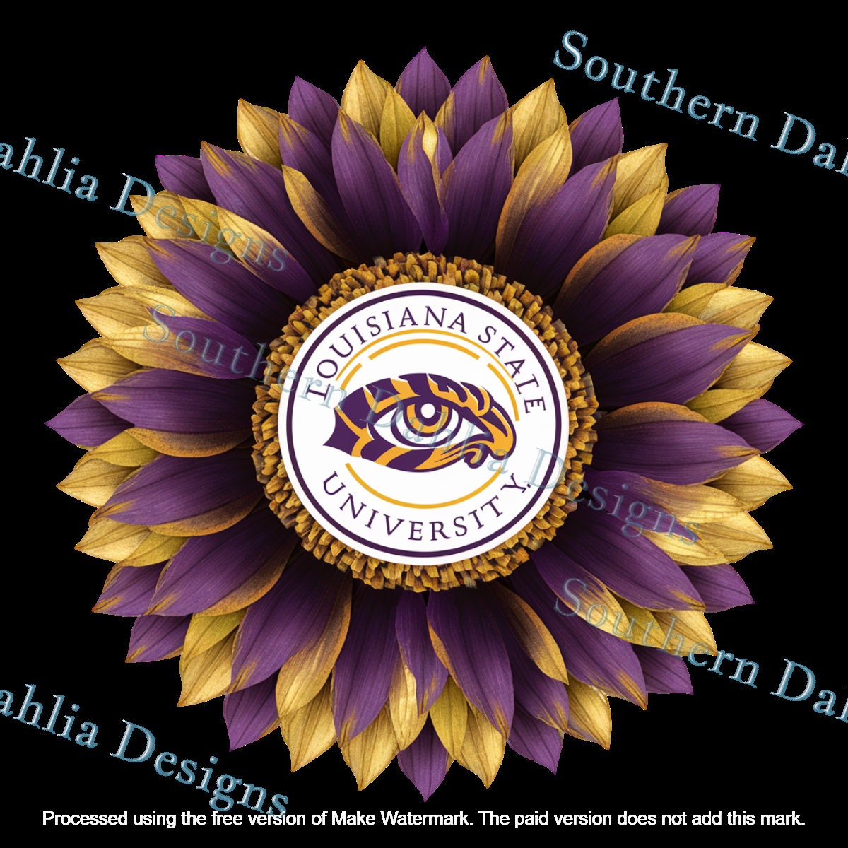 Louisiana State University Sunflower football lsu tigers purple/gold houndstooth design sublimation cricut dtf dtg png instant download