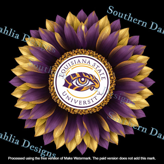 Louisiana State University Sunflower football lsu tigers purple/gold houndstooth design sublimation cricut dtf dtg png instant download