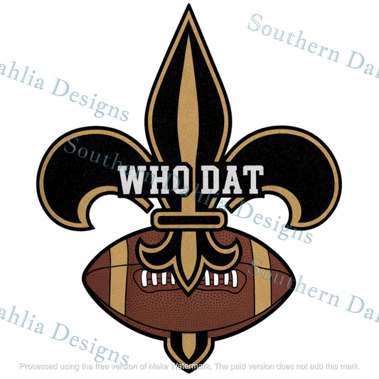 Who Dat Fleur Di Lis Saints football design for sublimation dtf dtg paper transfers home decor gift idea digital download png svg