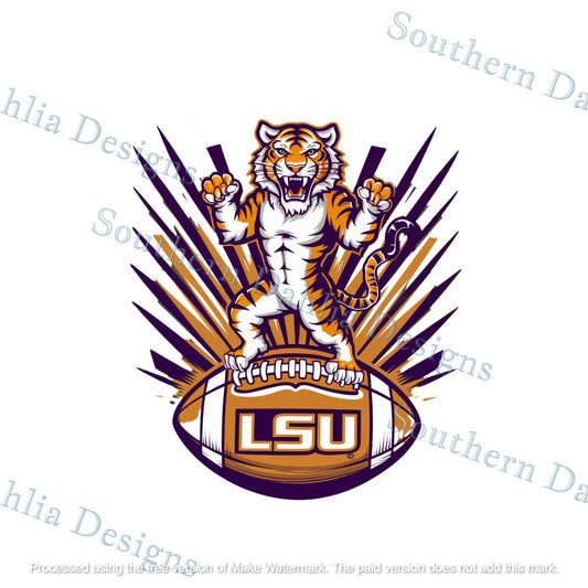 Lsu tiger football purple gold school spirit geaux tigers graphic sublimation dtf dtg design instant digital download png