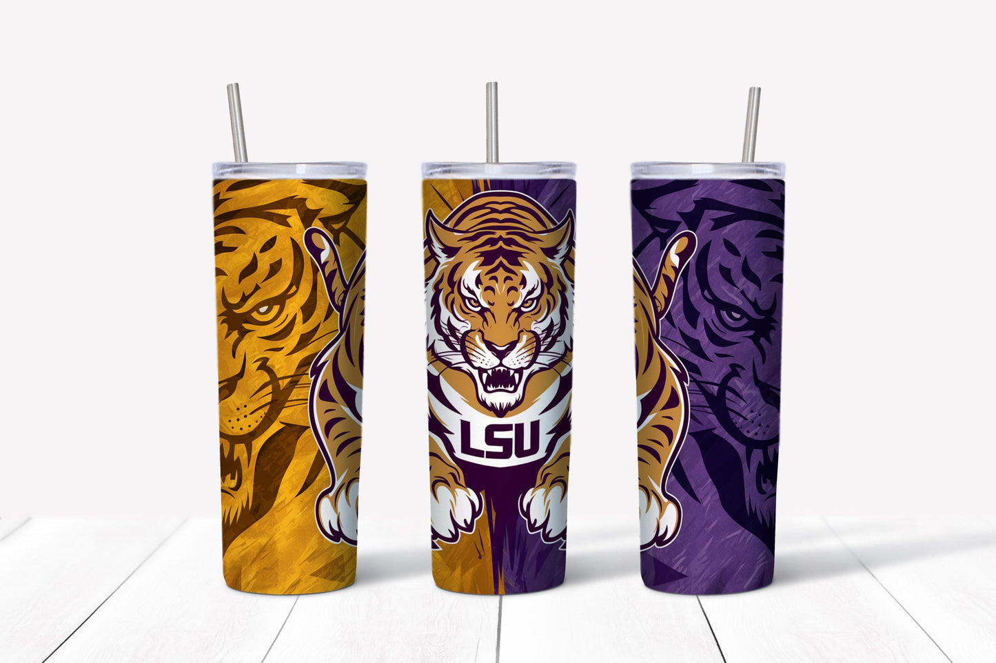 LSU football 20 oz sublimation tumbler wrap design for LSU Tiger fans instant digital download png