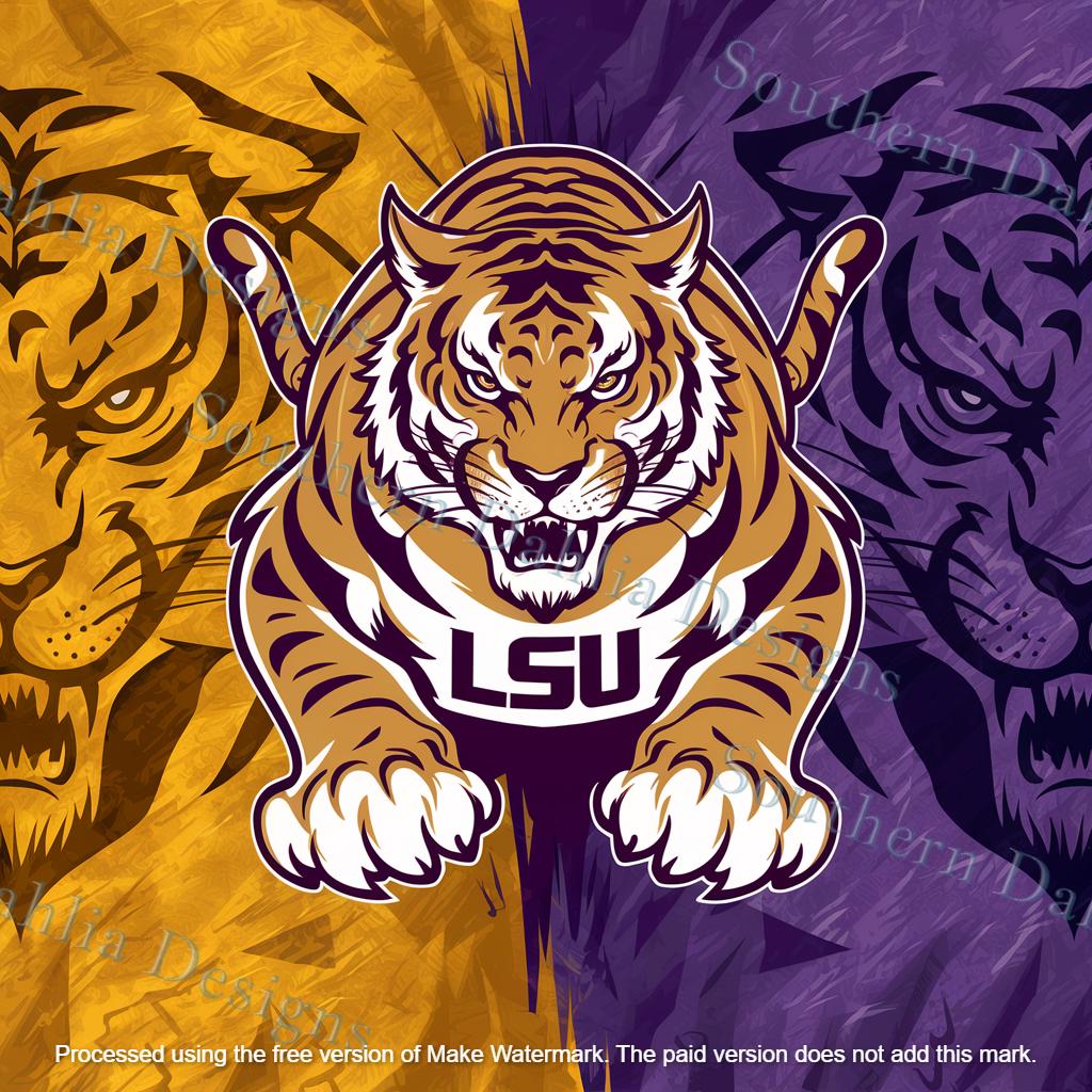 LSU football 20 oz sublimation tumbler wrap design for LSU Tiger fans instant digital download png