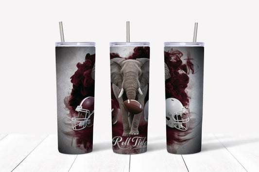 Alabama Football Roll Tide 20 oz sublimation tumbler wrap design crimson tide bama instant digital download png