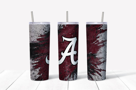 Alabama football crimson tide roll tide maroon black and silver sublimation design tumbler wrap instant download png