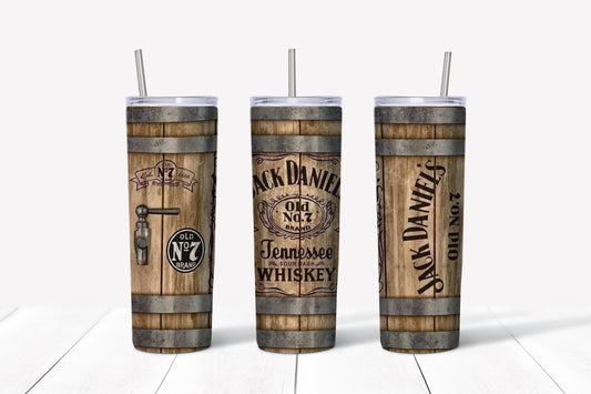 Jack Daniels whiskey barrel 20 oz sublimation tumbler wrap design instant png digital download