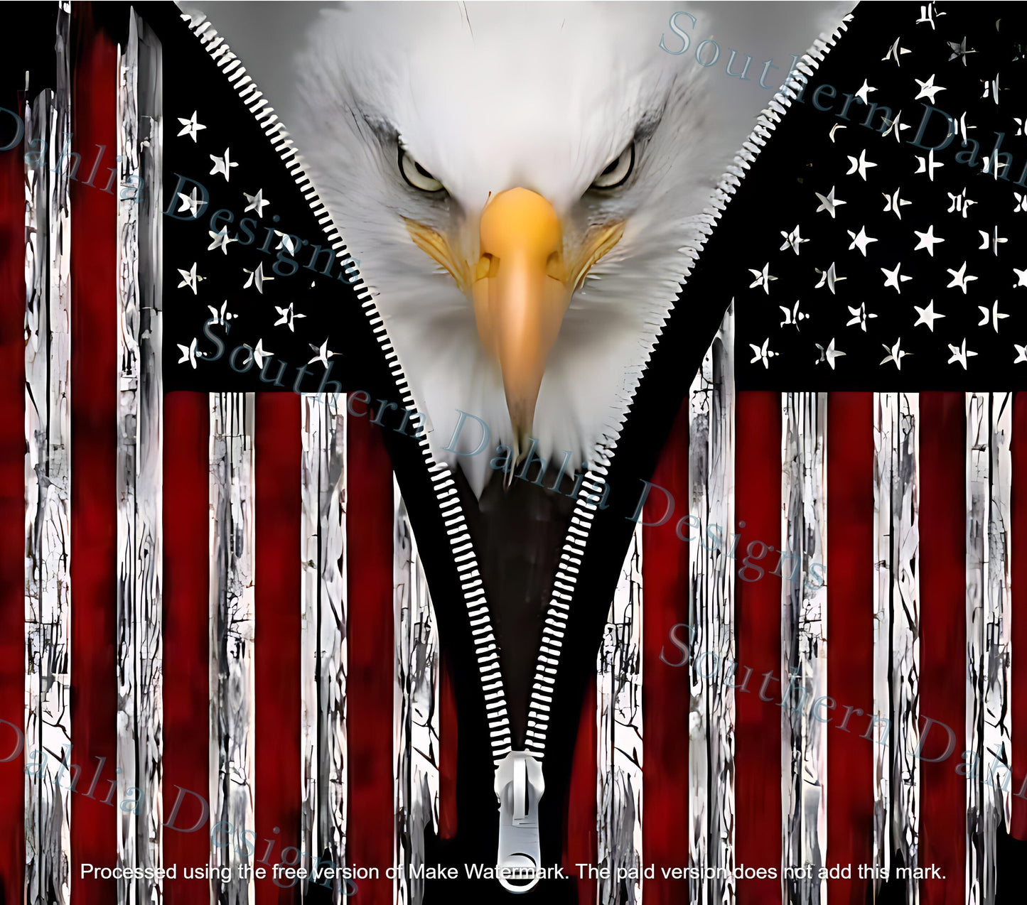 American flag and eagle sublimation 20 oz tumbler wrap zipper design png instant digital download