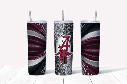 Alabama crimson tide football roll tide ribbon and bubble sublimation design tumbler wrap design instant digital download png