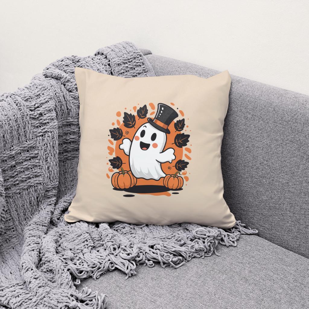 Cute Ghost halloween with leaves and pumpkins, decoration, home decor, gift item instant png digital download, sublimation, dtf, dtg