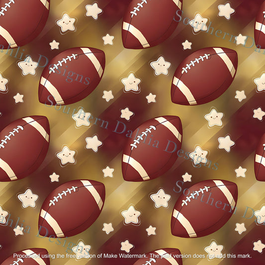 Cute football and stars seamless pattern digital file for sewing, paper crafts, sublimation png svg download