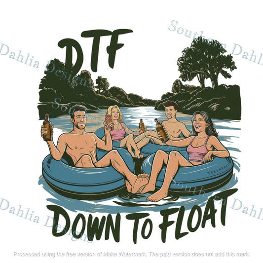 Dtf down to float tubing river summer sublimation design dtf dtg instant digital dowload png