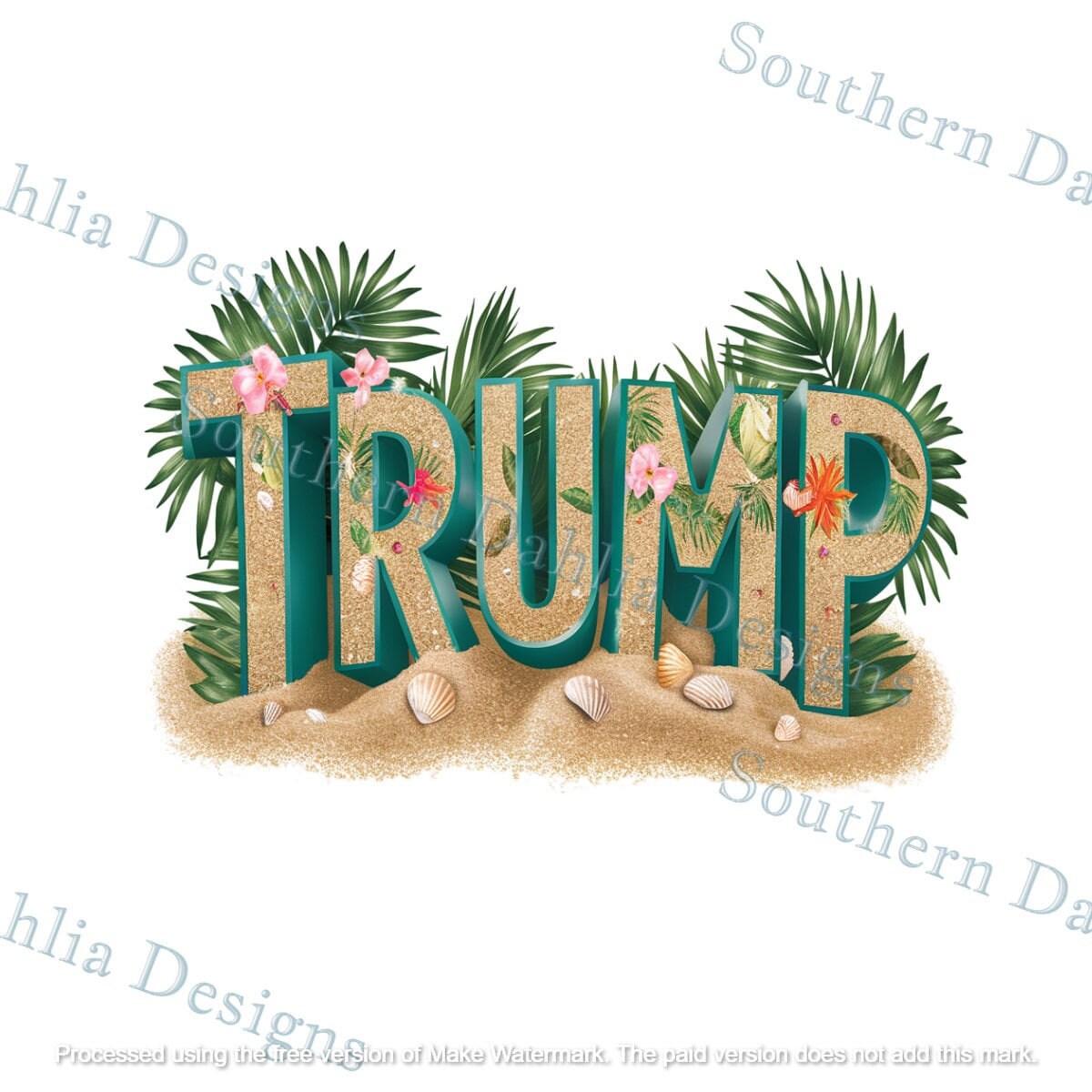 Trump beach themed lettering election 2024 president america decoration  graphic sublimation dtf dtg instant digital downlod png