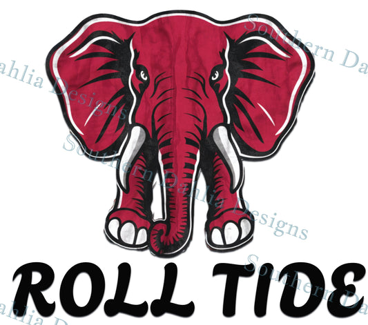 Alabama crimson tide roll tide maroon elephant mascot bama football  graphic sublimation dtf dtg design instant digital download png