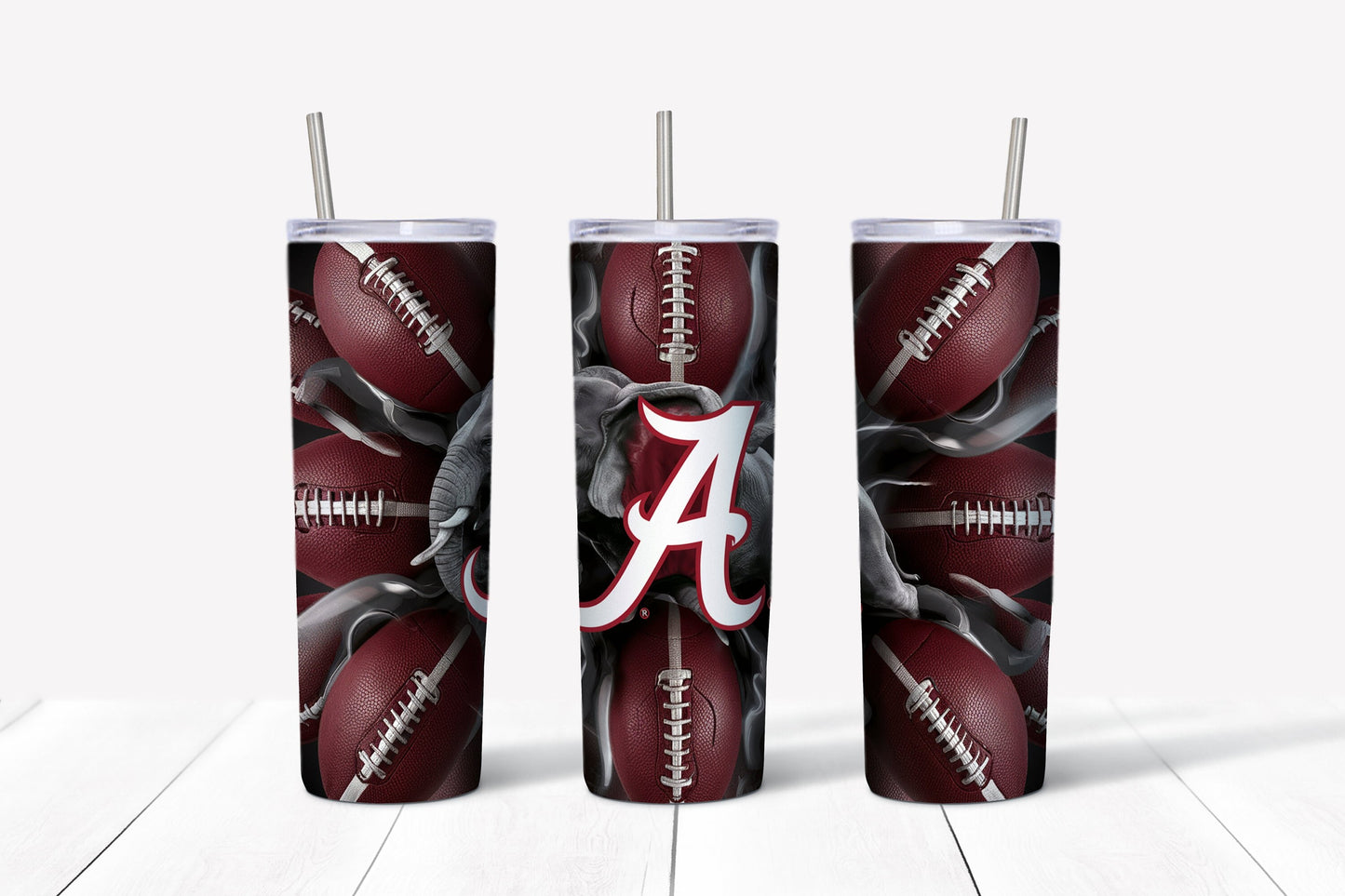 Alabama crimson tide football elephant roll tide sublimation design tumbler 20 oz