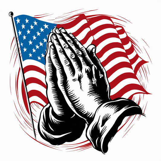 Praying hands with American flag PNG